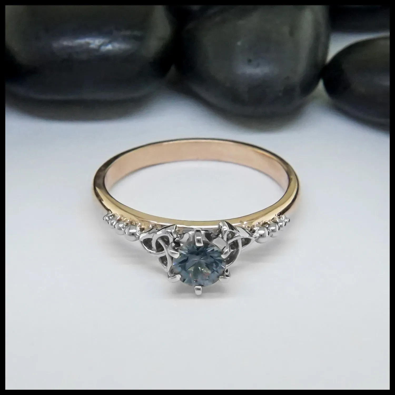 Trinity Knot Blue Grey Spinel Ring