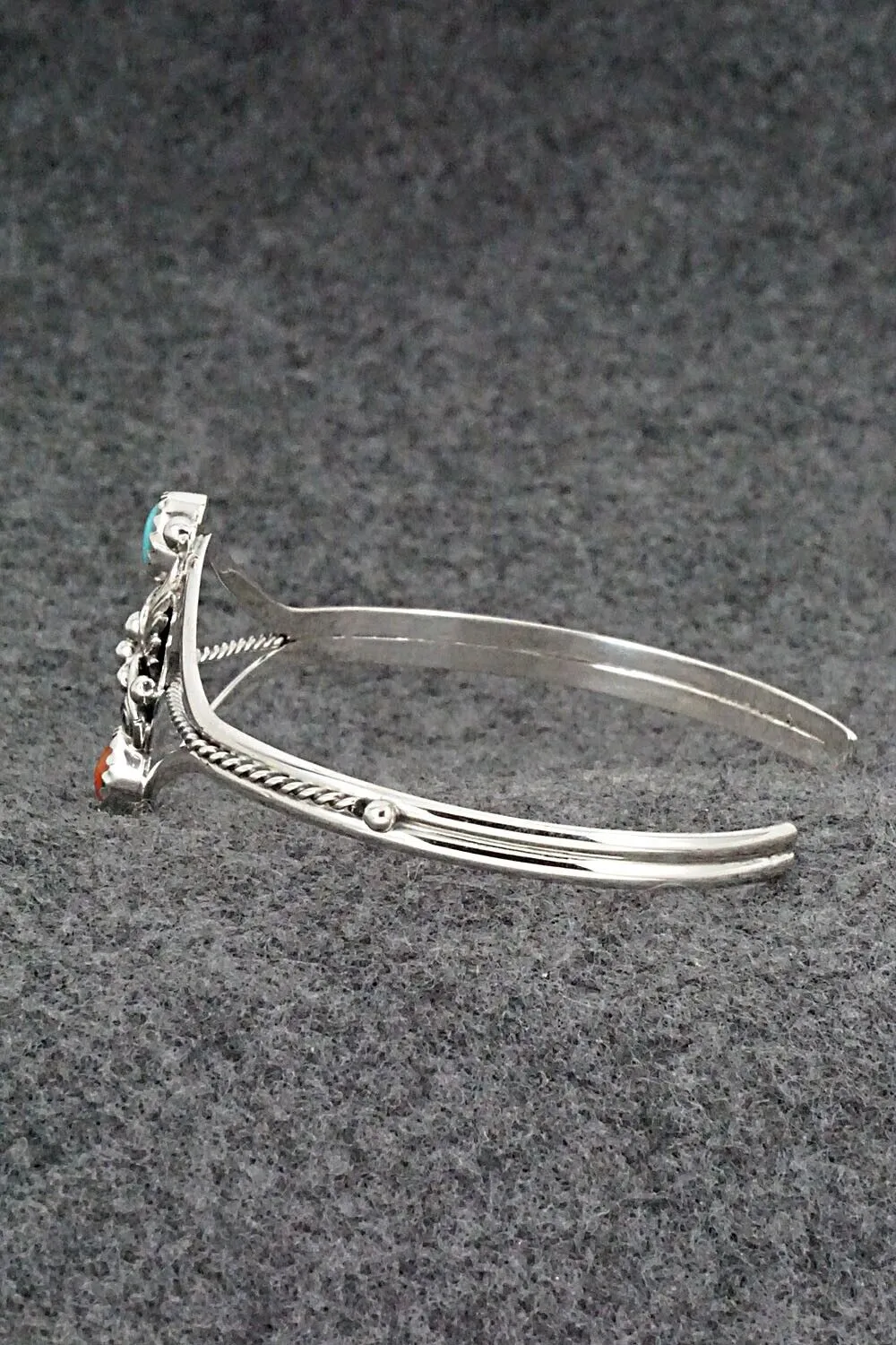 Turquoise, Coral & Sterling Silver Bracelet - William Begay