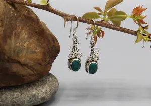Turquoise Inlaid Leaf Sterling Silver Earrings