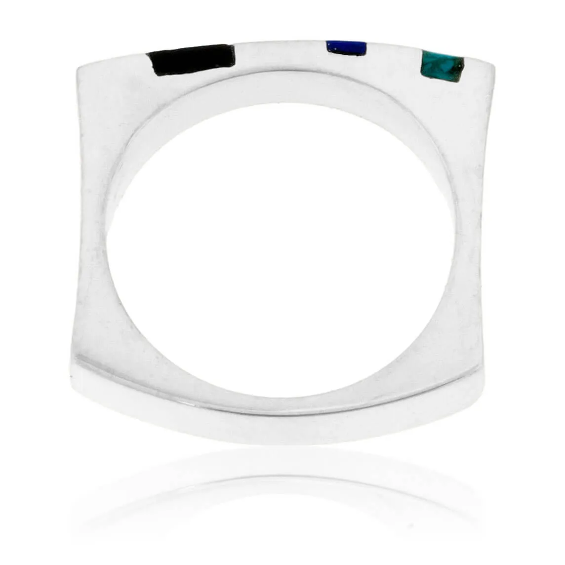 Turquoise, Onyx & Lapis Triple Inlay Ring