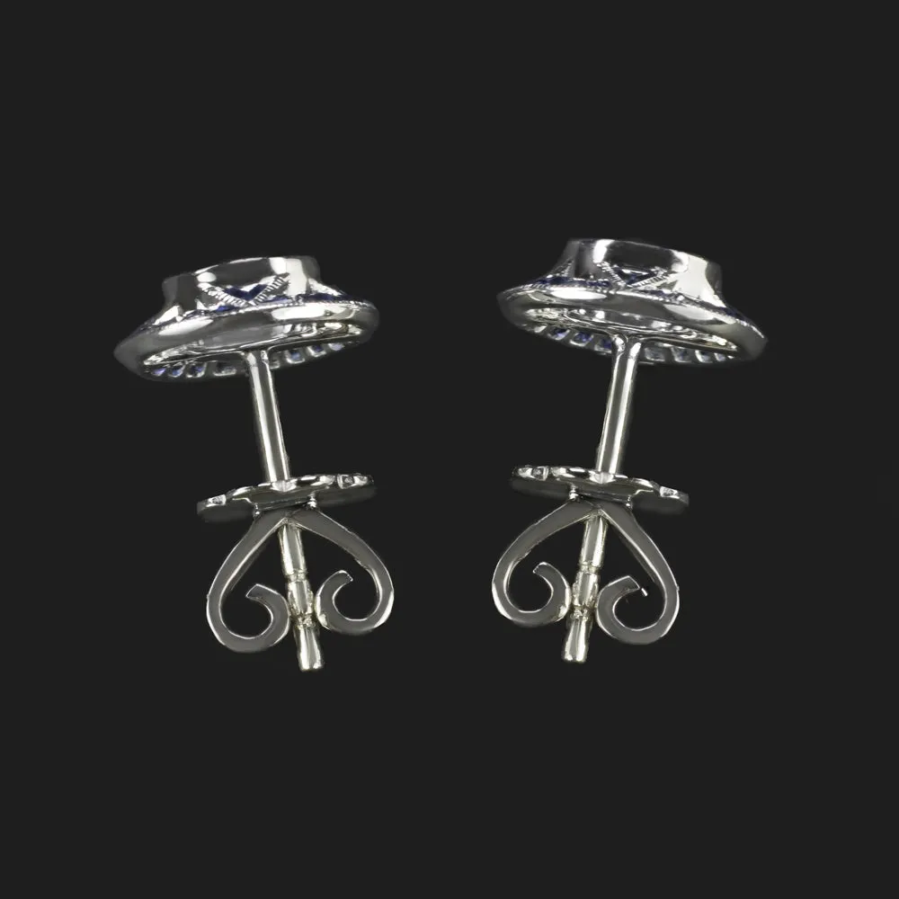 VINTAGE STYLE SAPPHIRE SEMI MOUNT EARRINGS 5.5mm STUD SETTINGS ART DECO TARGET