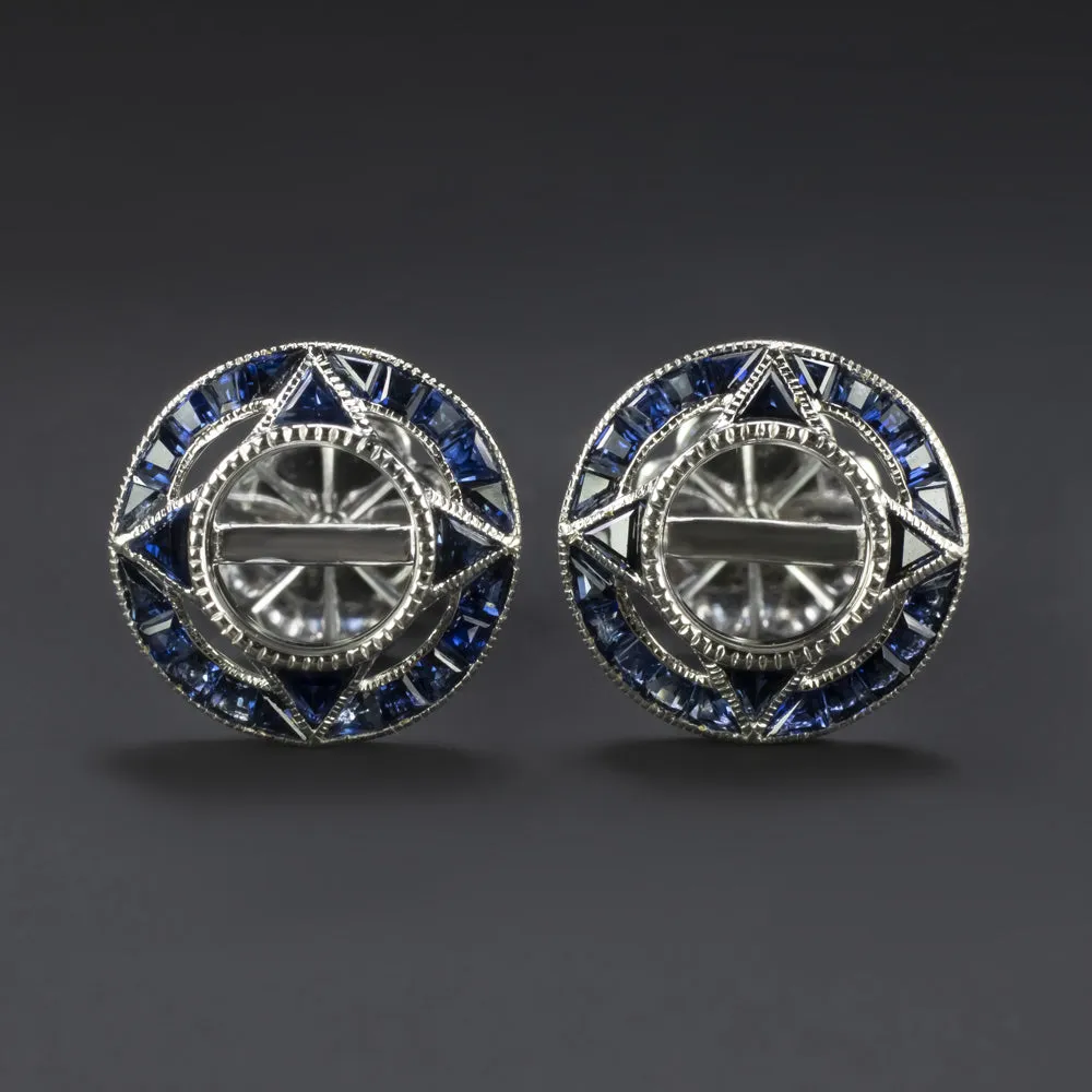 VINTAGE STYLE SAPPHIRE SEMI MOUNT EARRINGS 5.5mm STUD SETTINGS ART DECO TARGET