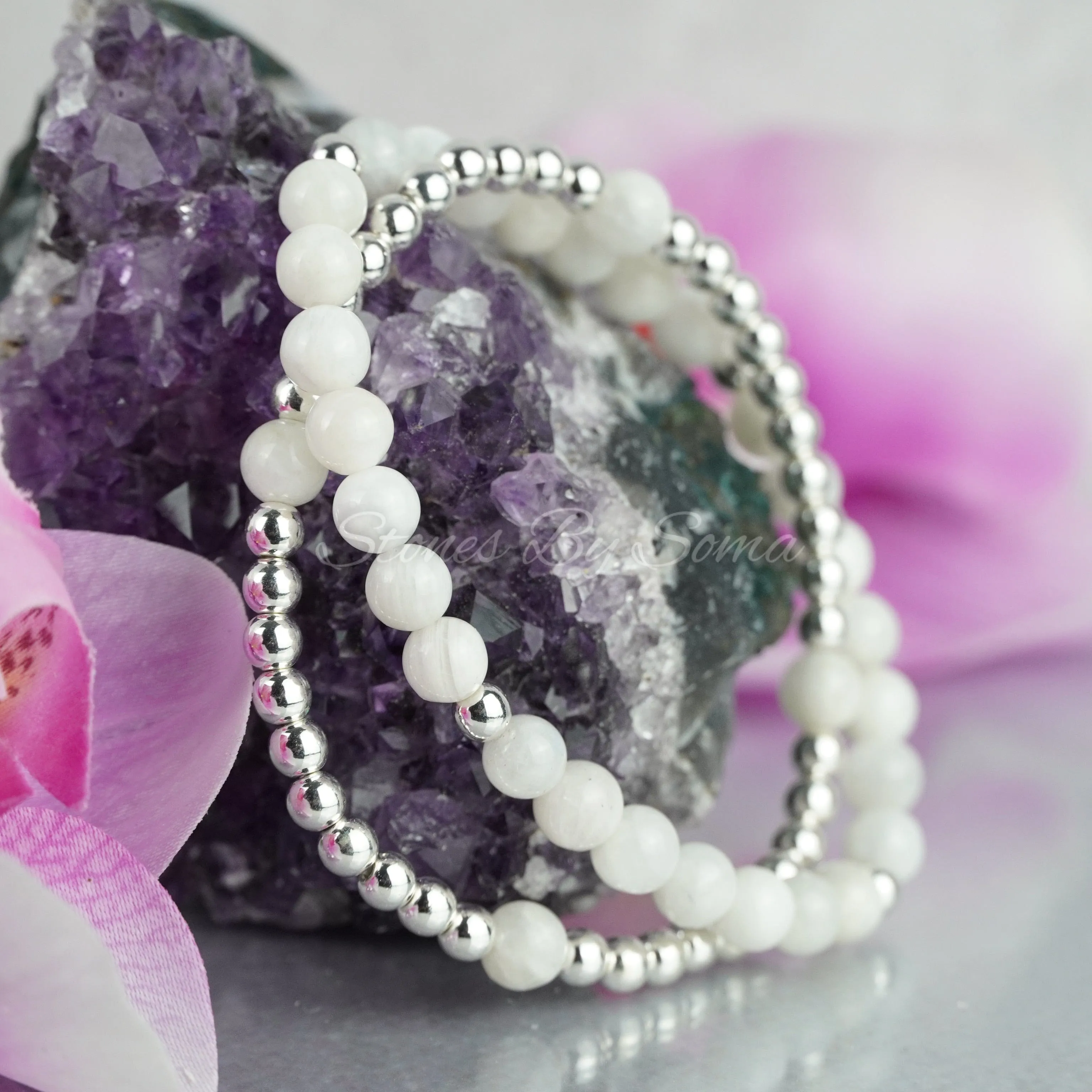 White Moonstone & Hematite Set (New Beginnings)