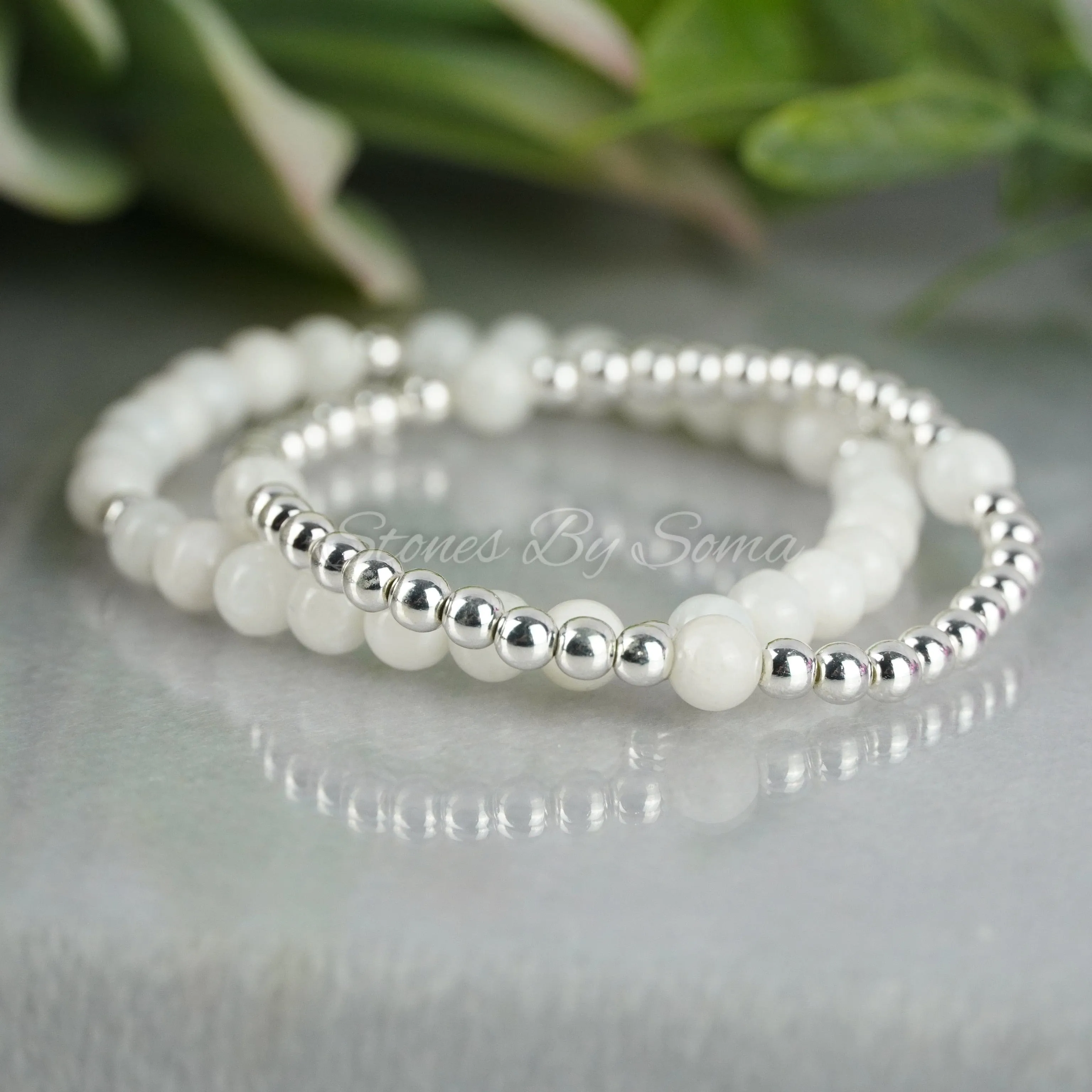 White Moonstone & Hematite Set (New Beginnings)