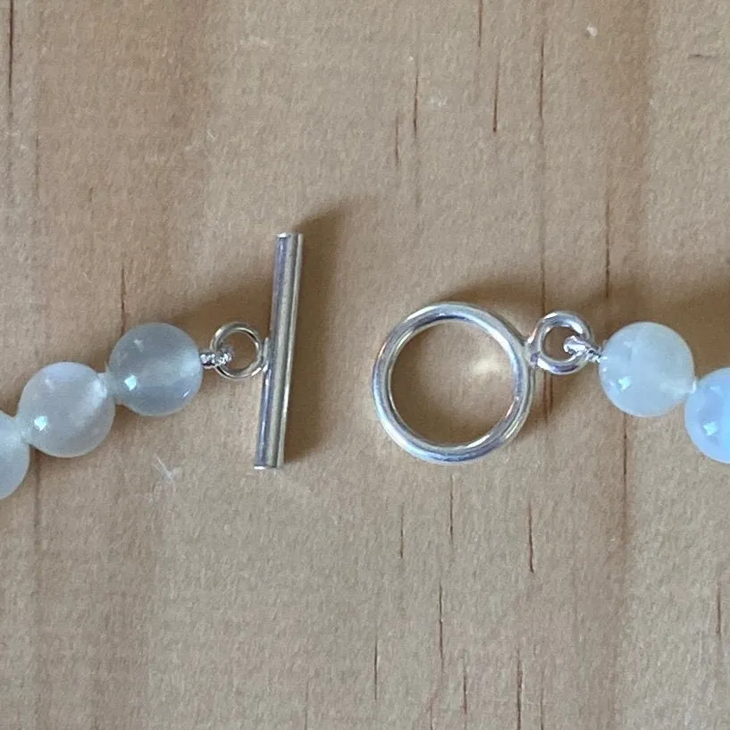 White Moonstone Sterling Silver Bracelet