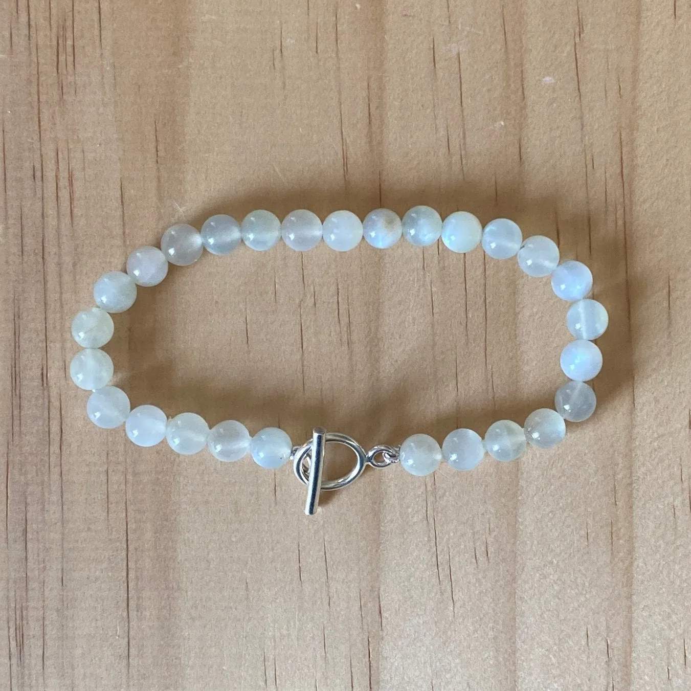 White Moonstone Sterling Silver Bracelet