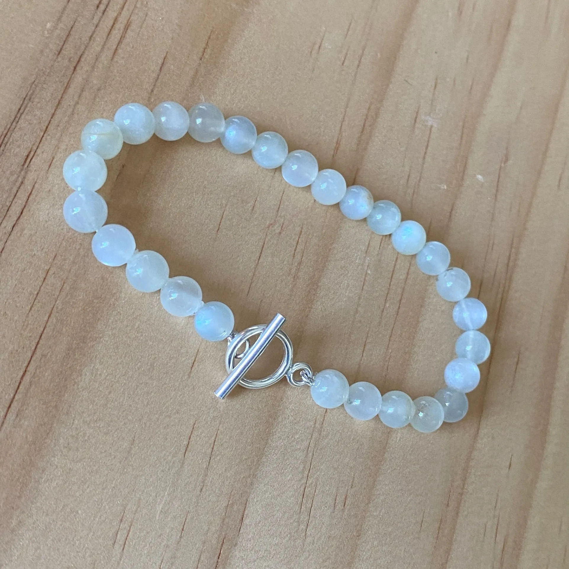 White Moonstone Sterling Silver Bracelet