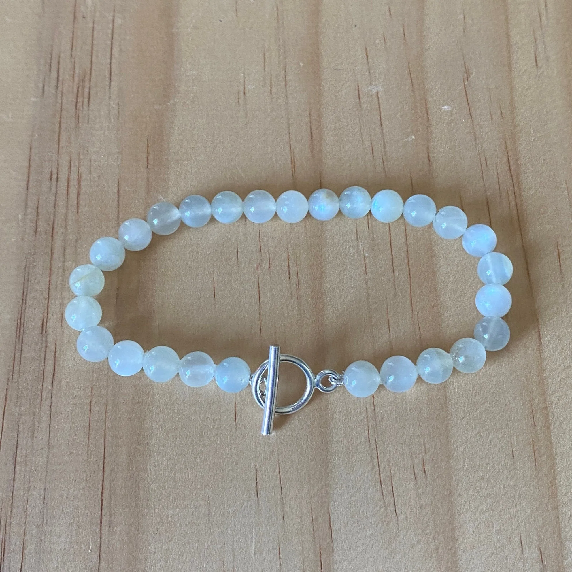 White Moonstone Sterling Silver Bracelet