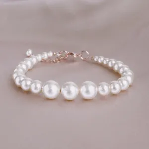 White Pearl & Rose Gold Bracelet