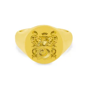 Women's Round Signet Ring - Extra Large - CAD Designed Family Crest / Logo