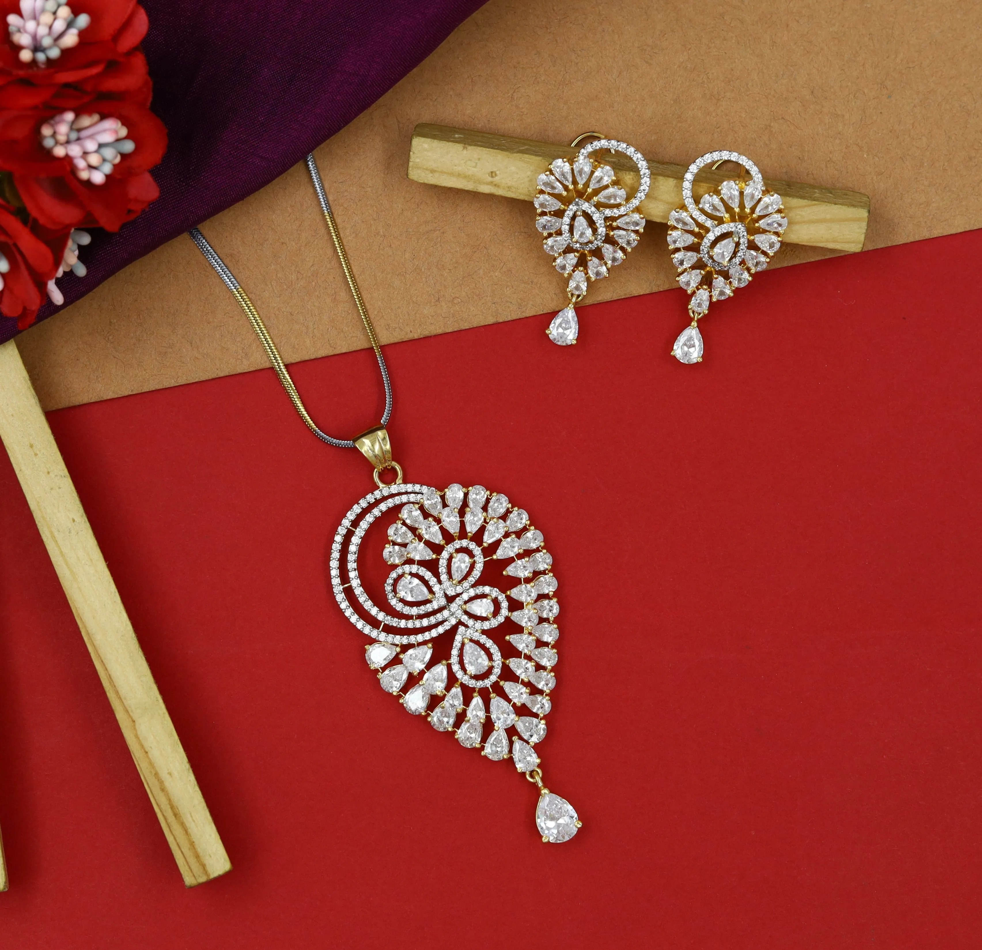 Zircon/AD Pendant Set 14871-08