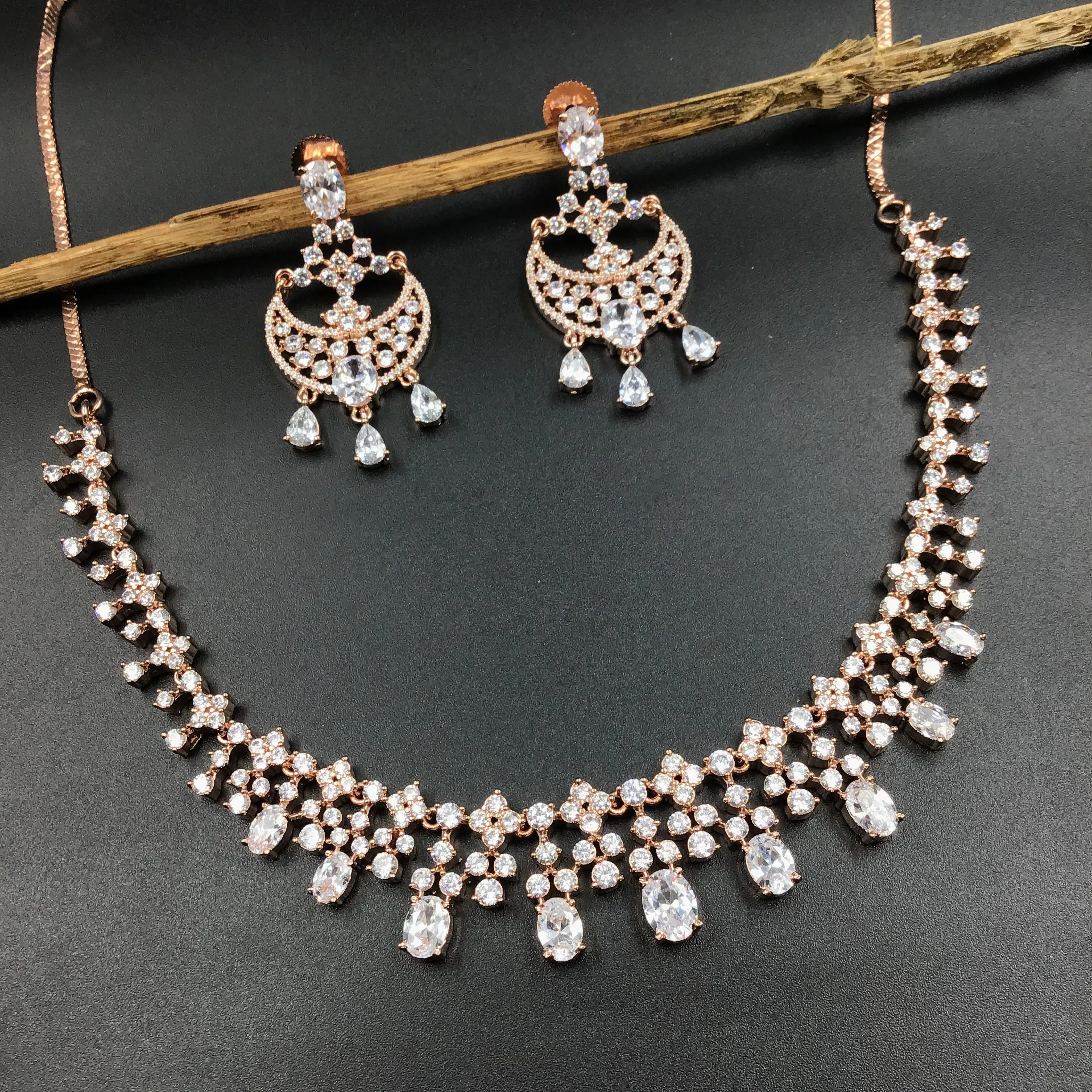 Zircon/AD Round Necklace Set 18503-5685