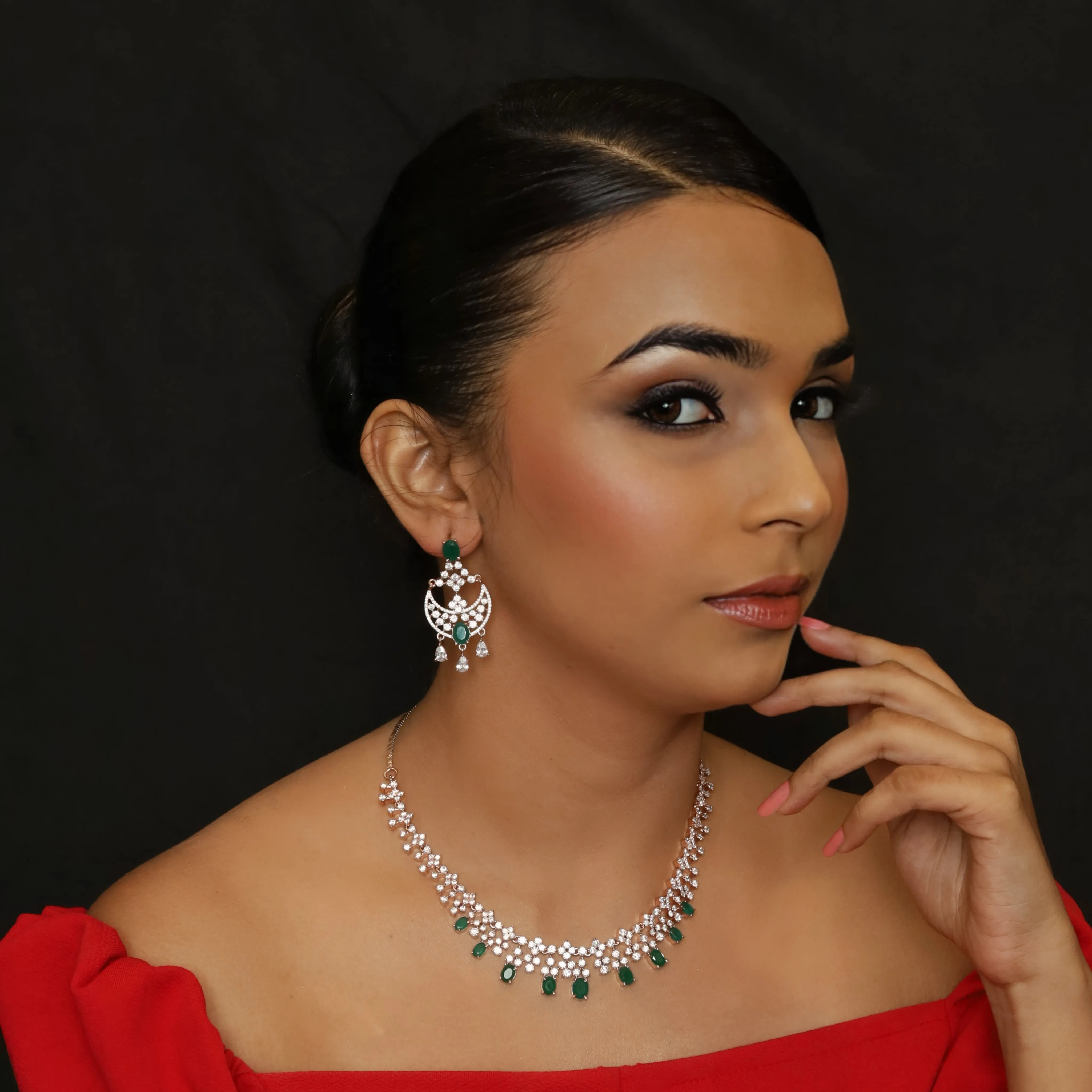Zircon/AD Round Necklace Set 18503-5685