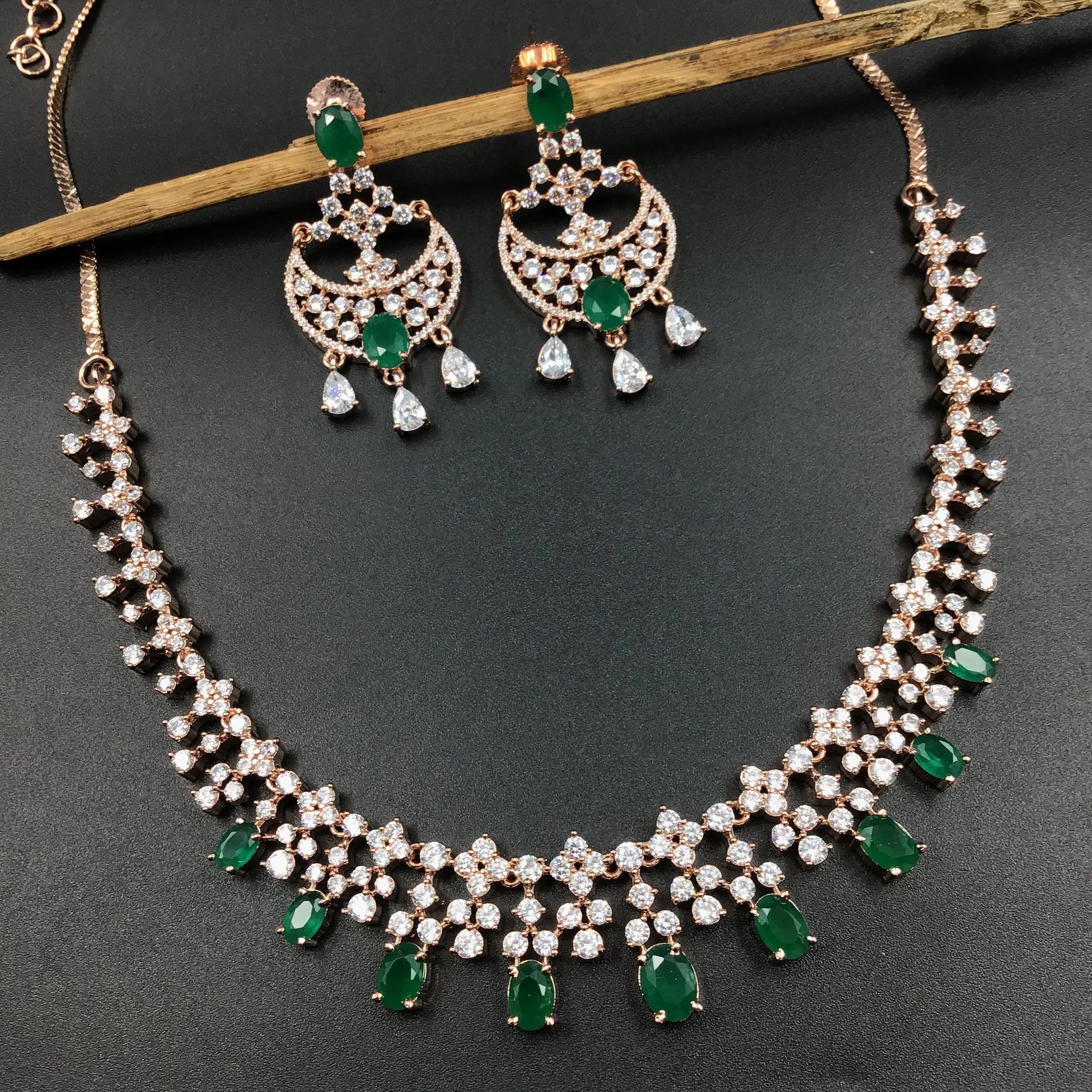 Zircon/AD Round Necklace Set 18503-5685