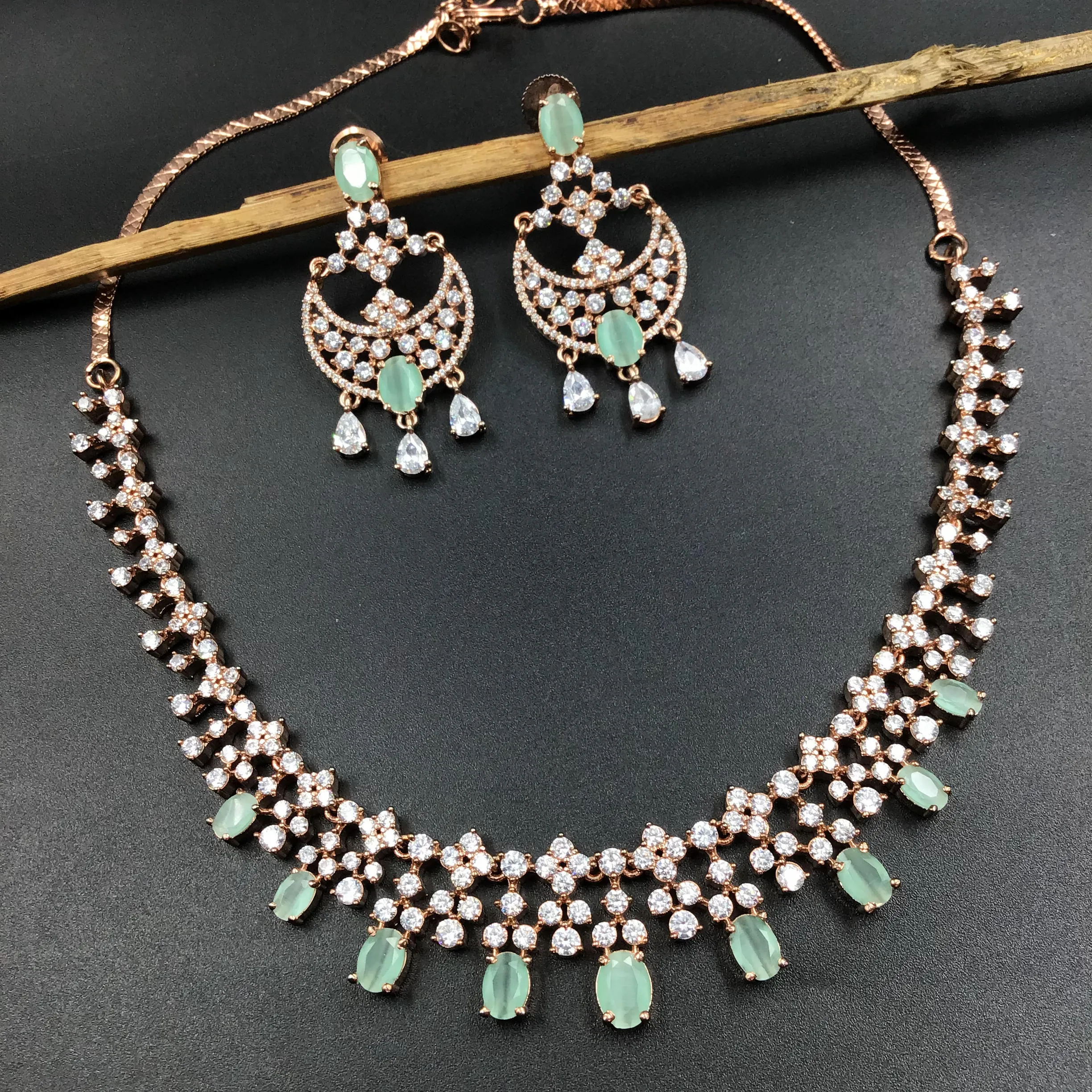 Zircon/AD Round Necklace Set 18503-5685